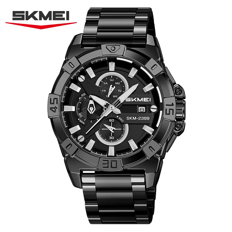 Skmei Men's Quartz Watch Multifunctional Six-hand Steel Strap Waterproof